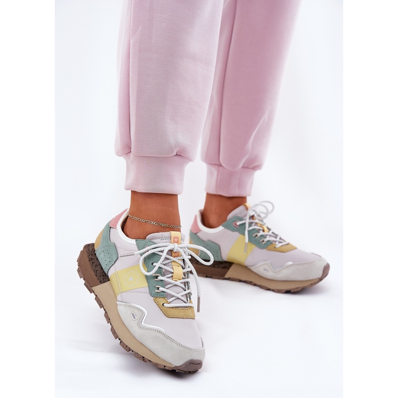 Zapatillas de ante mujeres Big Star RR274244 Sistema de color amarillo gris de alta polla 2