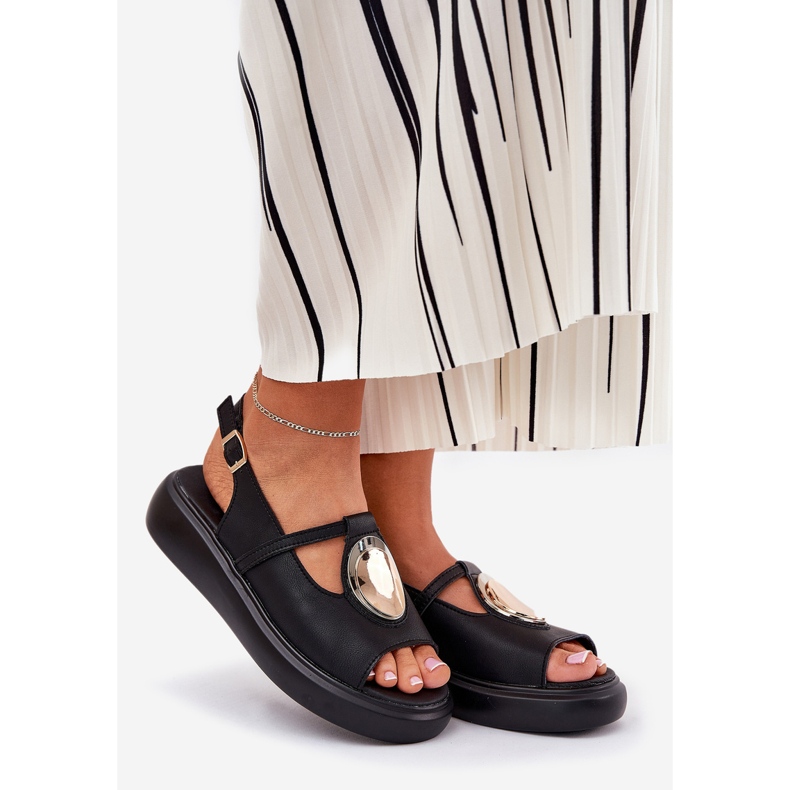 Sandalias de mujer de cuero S.Barski GR51-603 Negro 1