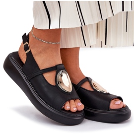 Sandalias de mujer de cuero S.Barski GR51-603 Negro 9