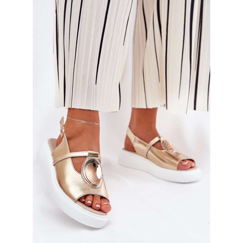 Sandalias de mujer de cuero S.Barski GR51-603 Zlotys dorado 2