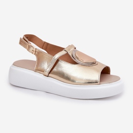 Sandalias de mujer de cuero S.Barski GR51-603 Zlotys dorado 4