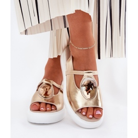 Sandalias de mujer de cuero S.Barski GR51-603 Zlotys dorado 3