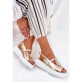 Sandalias de mujer de cuero S.Barski GR51-603 Zlotys dorado 8