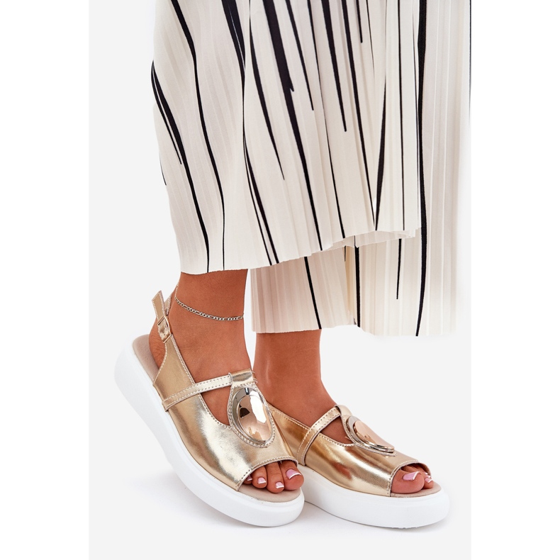 Sandalias de mujer de cuero S.Barski GR51-603 Zlotys dorado 1