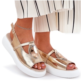 Sandalias de mujer de cuero S.Barski GR51-603 Zlotys dorado 9