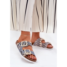 S.Barski Chanclas para mujeres con hebillas y brillo S. barski RB51-006 beige 2