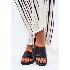 S.Barski Flip de cuero para mujeres con D&amp;A SJ2302-01 Hebilla negra negro 3