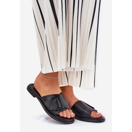 S.Barski Flip de cuero para mujeres con D&amp;A SJ2302-01 Hebilla negra negro 1