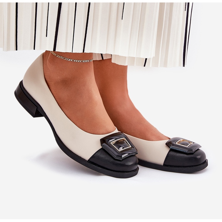 S.Barski Ballerinas de cuero con decoración D&amp;A MK51-059 beige 2