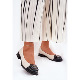 S.Barski Ballerinas de cuero con decoración D&amp;A MK51-059 beige 3