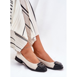 S.Barski Ballerinas de cuero con decoración D&amp;A MK51-059 beige 8