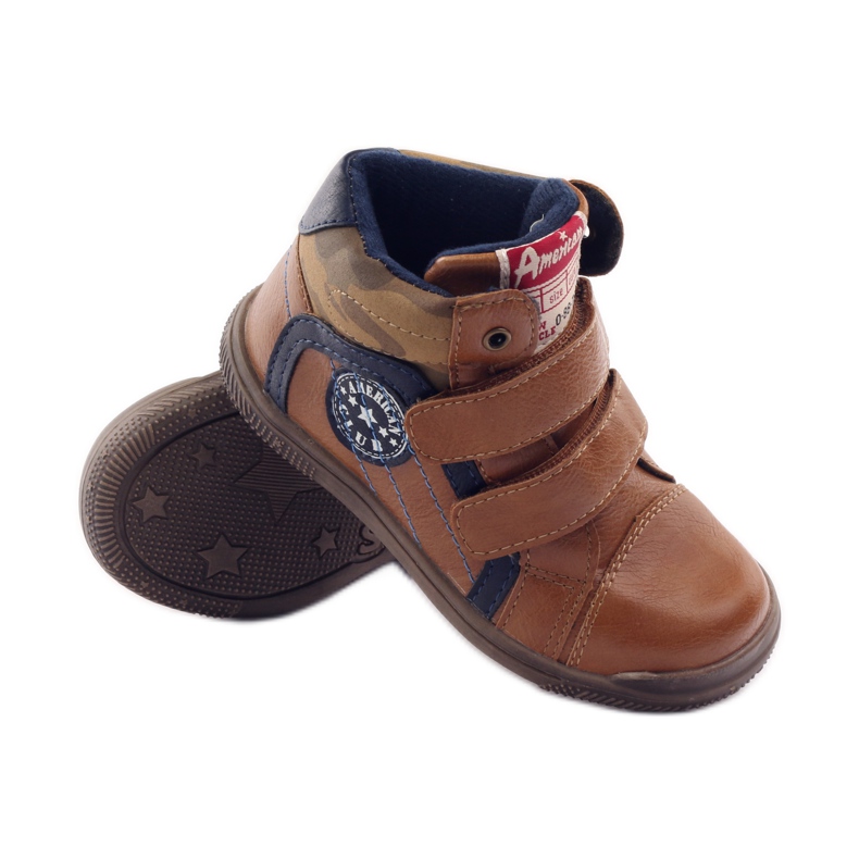 American Club Deportivo con inserto de cuero americano 16213 azul marino marrón 3