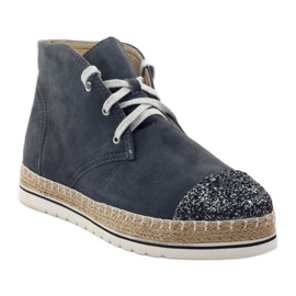 Alpargatas de piel para mujer, gris/plateado, Neścior 1