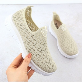 Zapatos deportivos femeninos slip on beige artiker 56c1016 1