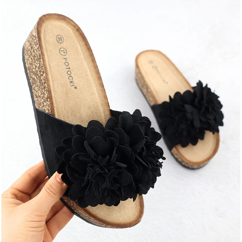 Flip Flip -Flops en Flores de cuña Potocki negro GN17300 1 Flip Flip -Flops en Flores de cuña Potocki negro GN17300 1