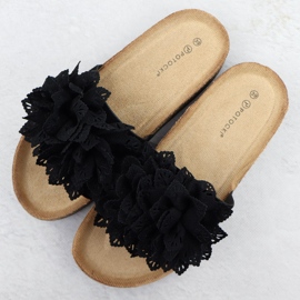 Zapatillas para mujeres con flores Potocki negro GN17301 3
