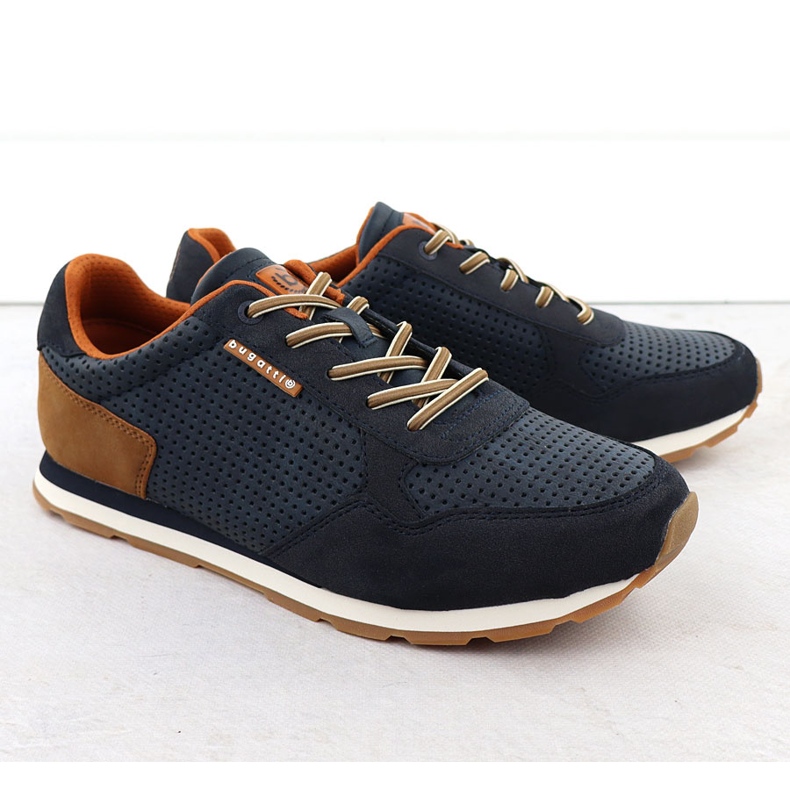 Zapatos deportivos masculinos casuales azul marino bugatti 321-ash02-5500 1
