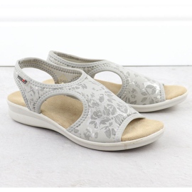 Sandalias para mujeres en una erupción flexible con flores gris unisoft 7196 2