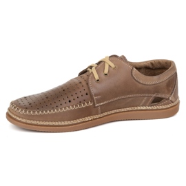 Olivier Zapatos de verano de cuero para hombres 206L con perforación marrón claro 1
