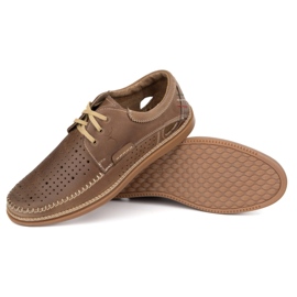 Olivier Zapatos de verano de cuero para hombres 206L con perforación marrón claro 4