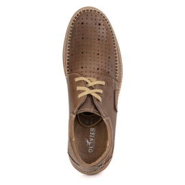 Olivier Zapatos de verano de cuero para hombres 206L con perforación marrón claro 6