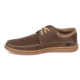 Olivier Zapatos de verano de cuero para hombres 206L con perforación marrón 1