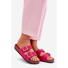 Chanclas para mujeres con hebillas en la suela de corcho Fucsia rosa 1