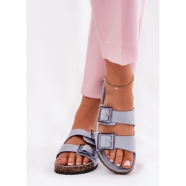 Chanclas para mujeres con abrazaderas en el azul de corcho 3