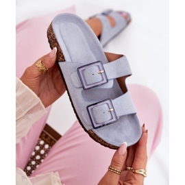 Chanclas para mujeres con abrazaderas en el azul de corcho 8