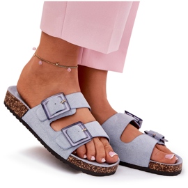 Chanclas para mujeres con abrazaderas en el azul de corcho 9