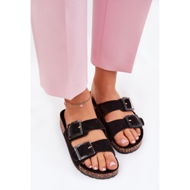 Chanclas para mujeres con abrazaderas en la suela de la suela de corcho negro 5