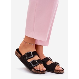 Chanclas para mujeres con abrazaderas en la suela de la suela de corcho negro 1