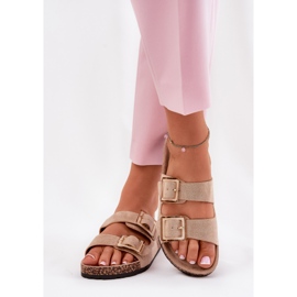Chanclas para mujeres con abrazaderas en un beige suela de corcho 3