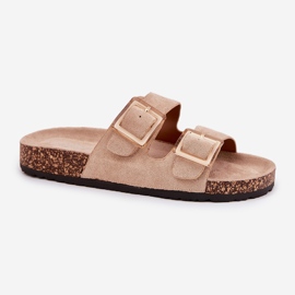 Chanclas para mujeres con abrazaderas en un beige suela de corcho 4