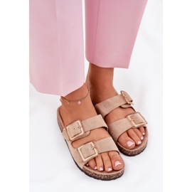 Chanclas para mujeres con abrazaderas en un beige suela de corcho 5