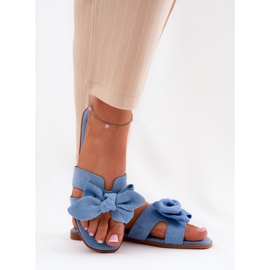 Chanclas de mujeres planas con arco azul 5