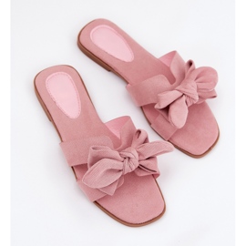 Chanclas de mujeres planas con un arco rosa rosado 8