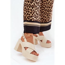 Sandalias para mujeres en el poste y plataforma con azul ecológico azul claro beige 2