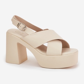 Sandalias para mujeres en el poste y plataforma con azul ecológico azul claro beige 4
