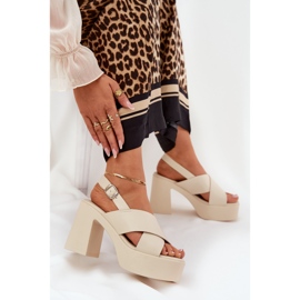 Sandalias para mujeres en el poste y plataforma con azul ecológico azul claro beige 6