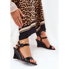 Sandalias de mujer pintadas en cuñas negras negro 6