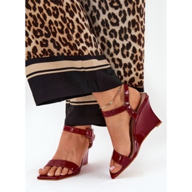 Sandalias de mujeres pintadas para cuñas burdeas rojo 5