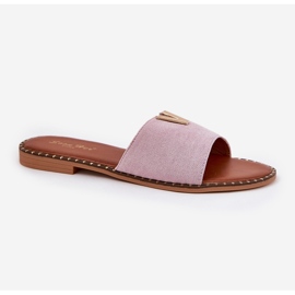 Chanclas de mujer plana con detalles morados decorativos violeta 4