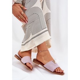 Chanclas de mujer plana con detalles morados decorativos violeta 5