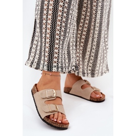 Flip fallas para mujeres en una plataforma de corcho con abrazaderas doradas beige 2 Flip fallas para mujeres en una plataforma de corcho con abrazaderas doradas beige 2