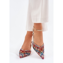 Tacones altos con un dedo del pie puntiagudo y un tacón multicolor abierto 3
