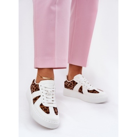 Zapatillas para mujeres con estampado de leopardo en la plataforma White blanco 2