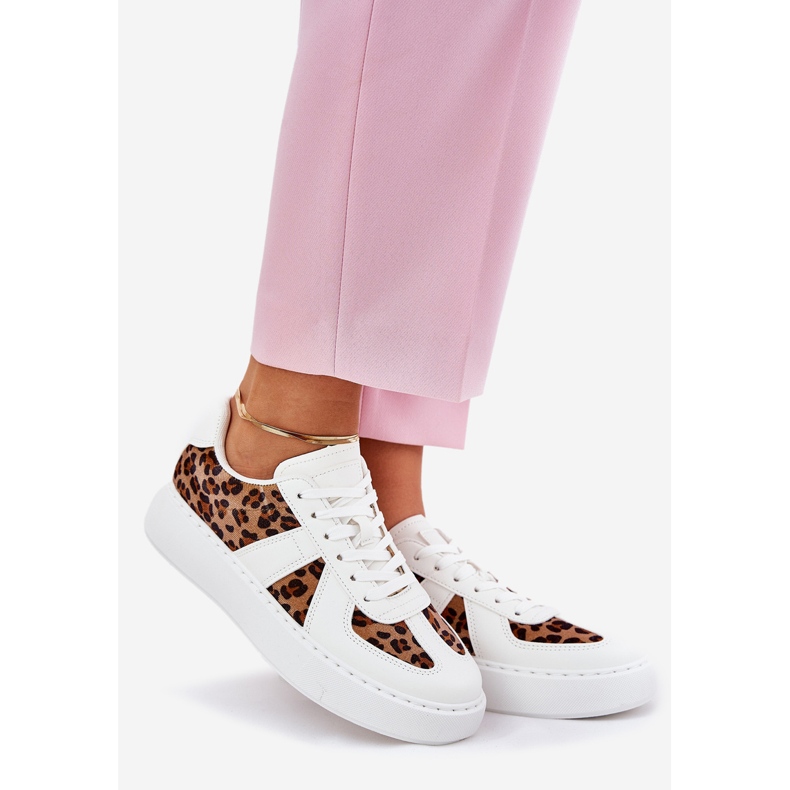 Zapatillas para mujeres con estampado de leopardo en la plataforma White blanco 1