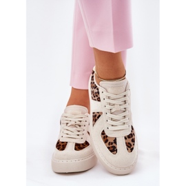 Zapatillas para mujeres con estampado de leopardo en la plataforma beige 3