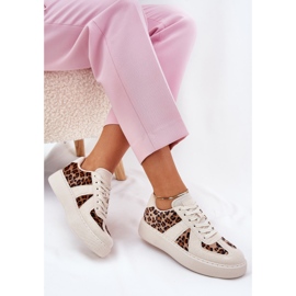 Zapatillas para mujeres con estampado de leopardo en la plataforma beige 7